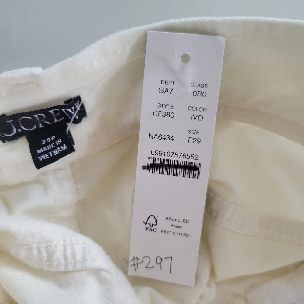 J.Crew Wide-Leg Velvet‎ Sailor Trouser Women's Size 29 Petite Ivory NEW